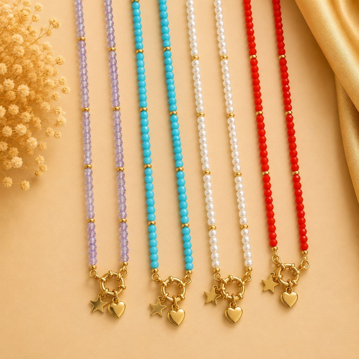Collana porta ciondoli cuore e stella