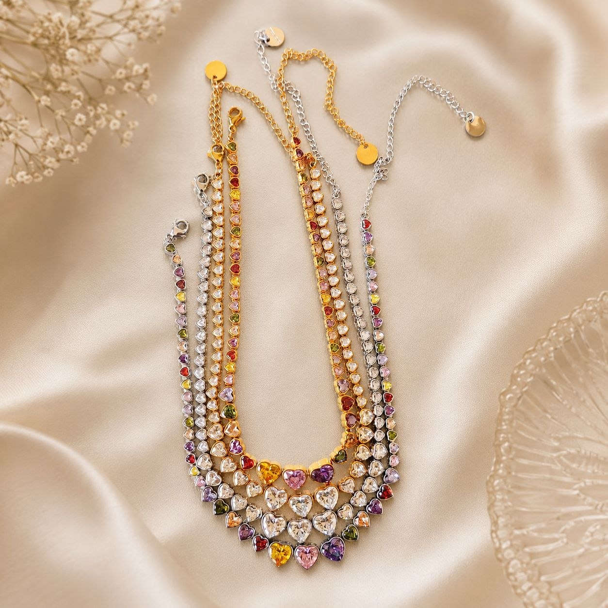 Collana cascata di cuori